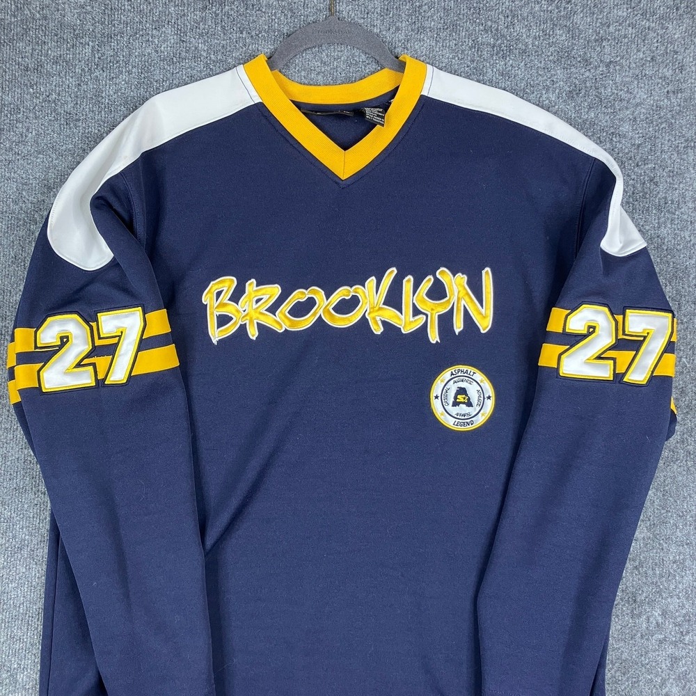 Asphalt Legend Jersey Mens M Navy Brooklyn 27 Long‎ Sleeve V-Neck